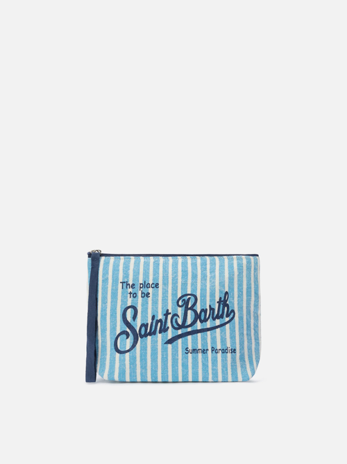 POCHETTE À RAYURES BLEU CIEL