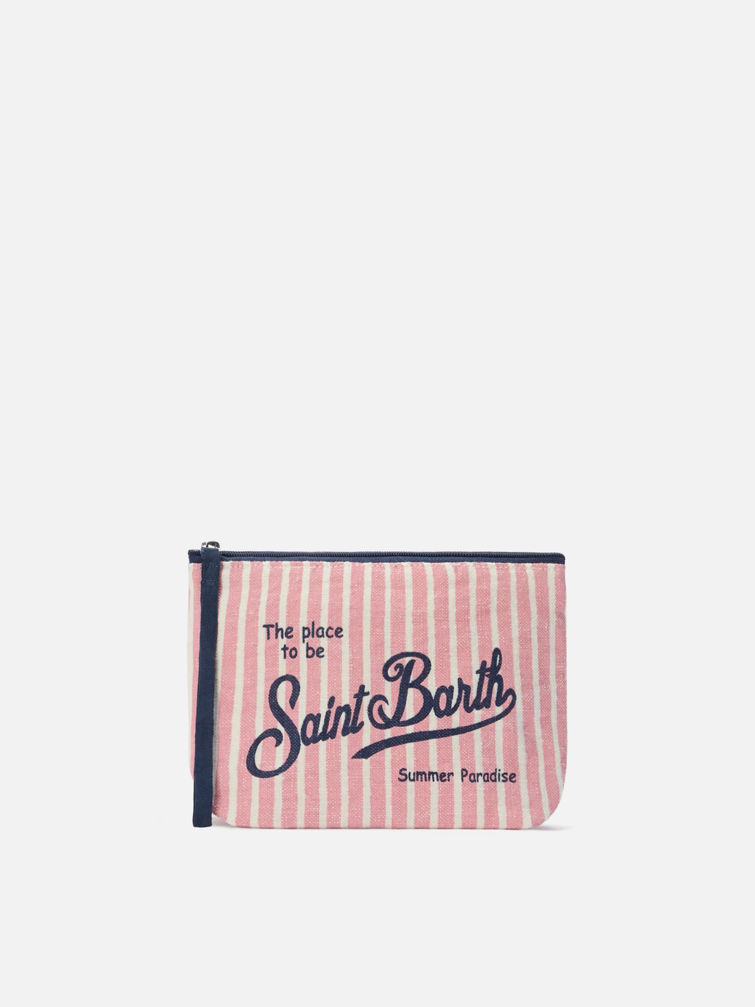 POCHETTE À RAYURES VERTICALES ROSE
