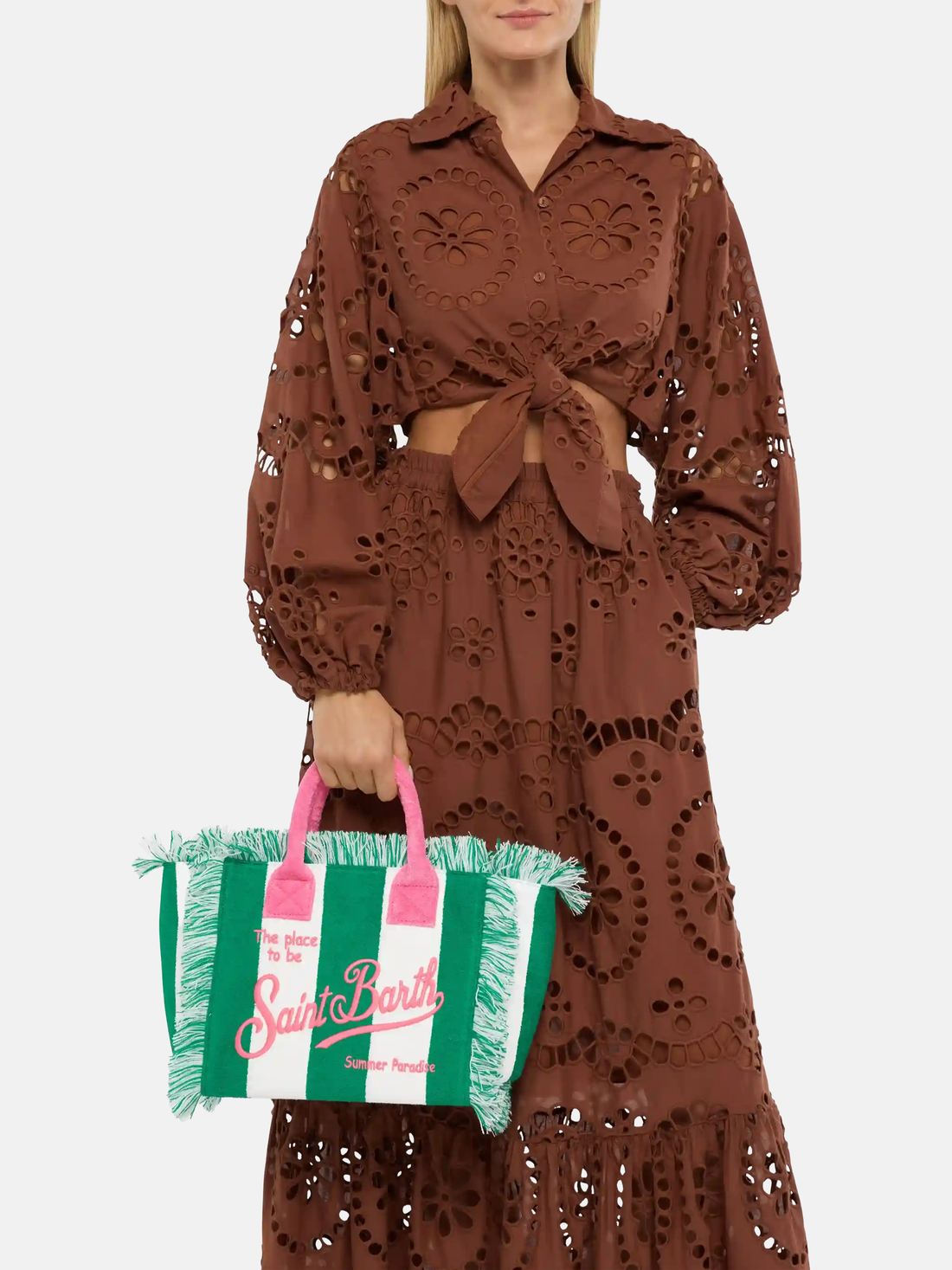 SAC MOYEN À RAYURES VERTES