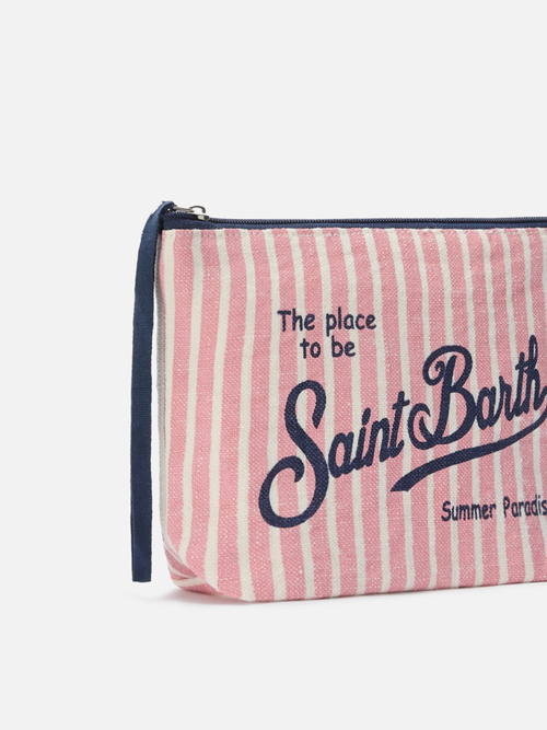 POCHETTE À RAYURES VERTICALES ROSE