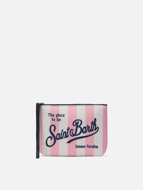POCHETTE À RAYURES ROSE