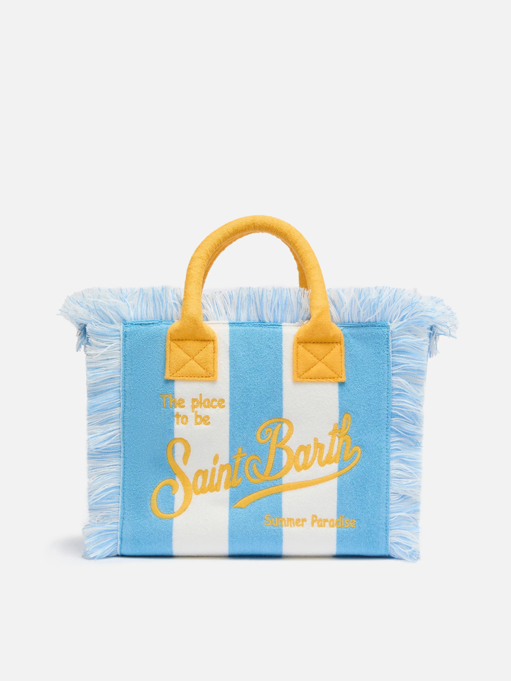 SAC MOYEN À RAYURES BLEU CIEL