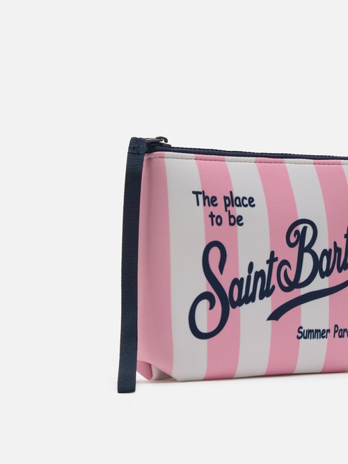 POCHETTE À RAYURES ROSE